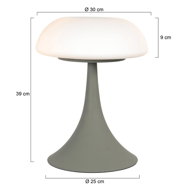 Grijze tafellamp ancilla 5557gr met mat wit glazen kap