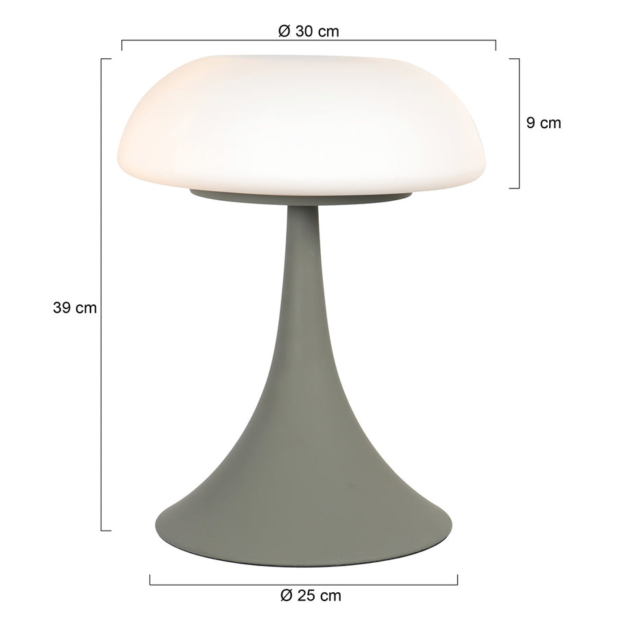 Grijze tafellamp ancilla 5557gr met mat wit glazen kap