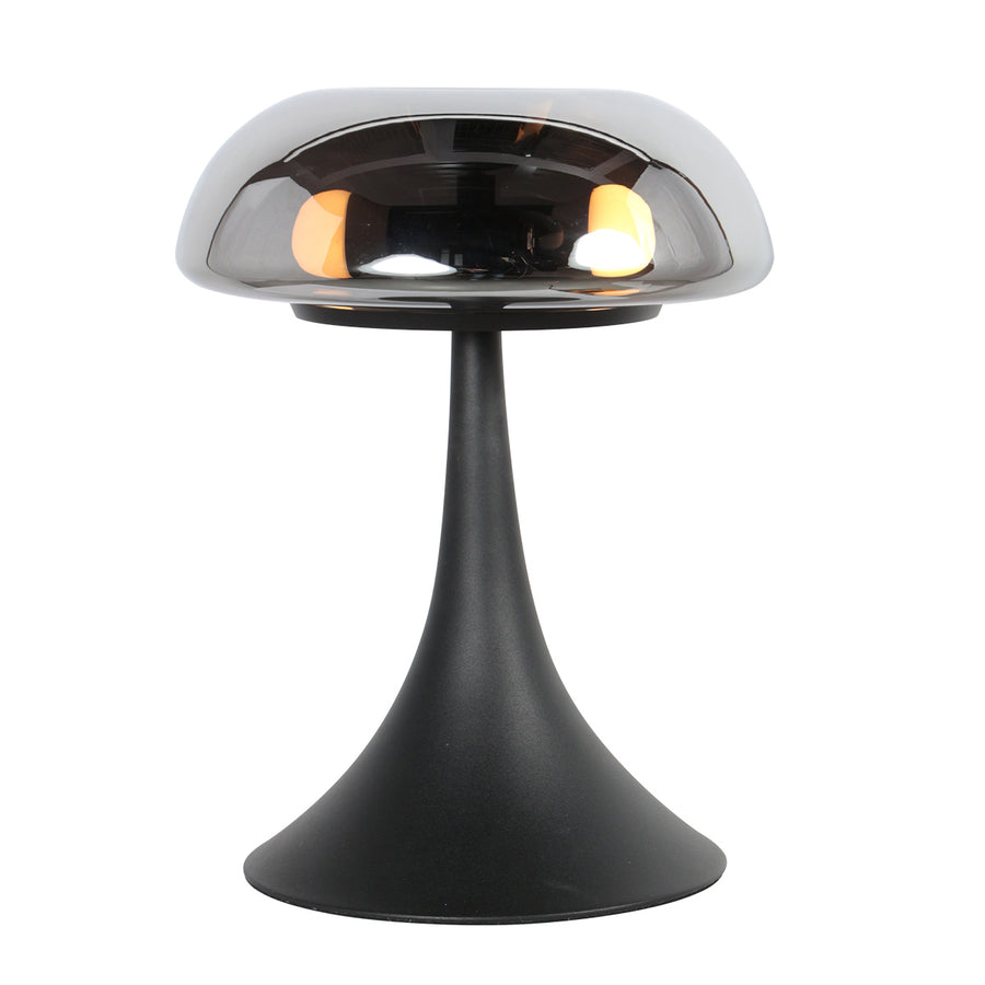 Zwarte tafellamp ancilla 5557zw met smoke glas