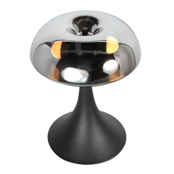 Zwarte tafellamp ancilla 5557zw met smoke glas