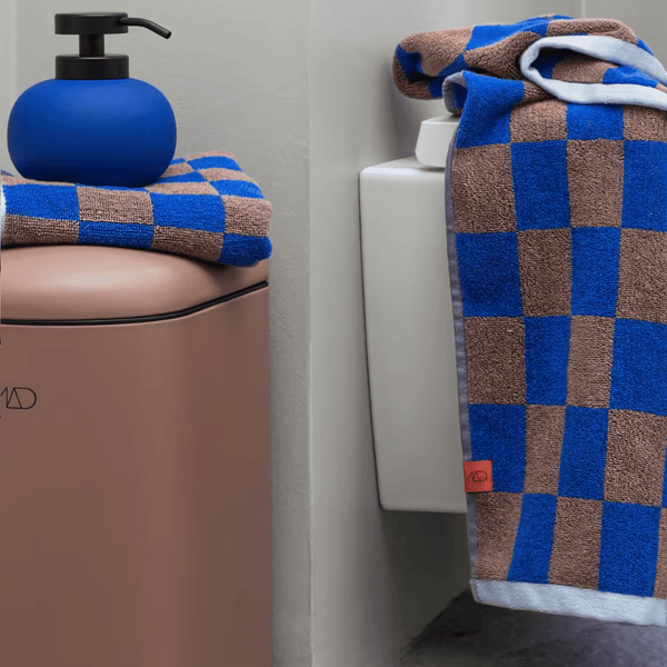 RETRO Guest towel, per stuk blauw-bruin