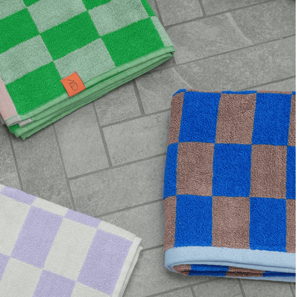 RETRO Guest towel, per stuk blauw-bruin