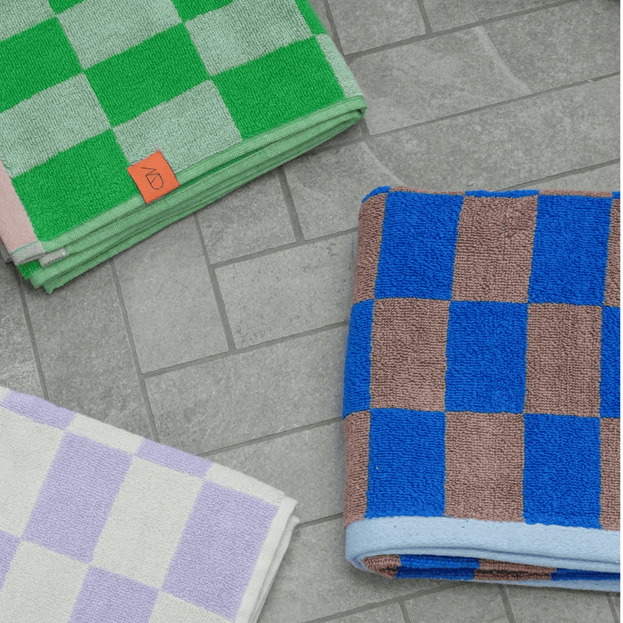 RETRO Guest towel, per stuk blauw-bruin