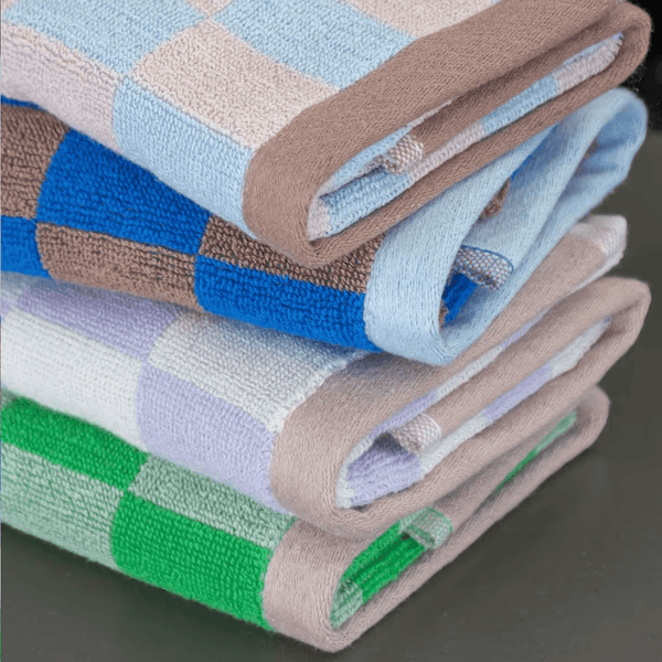 RETRO Guest towel, per stuk blauw-bruin