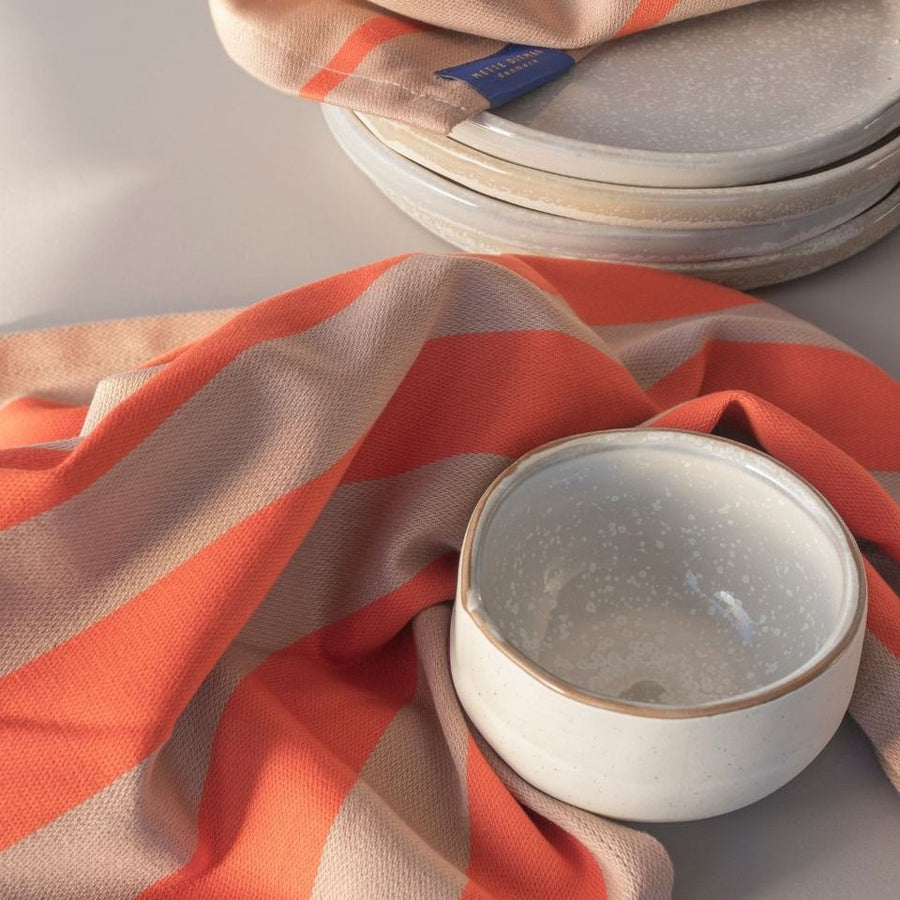 STRIPES tea towel orange-sand -wide stripe
