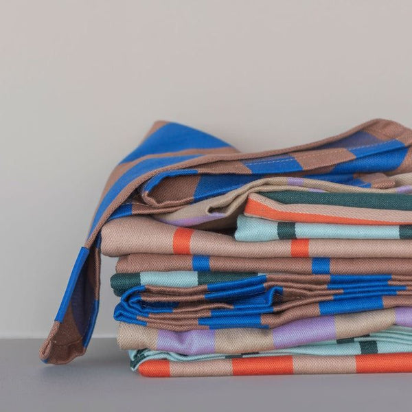 STRIPES tea towel blue-brown-wide stripe