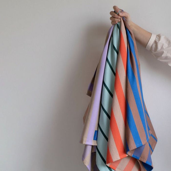 STRIPES tea towel blue-brown-wide stripe