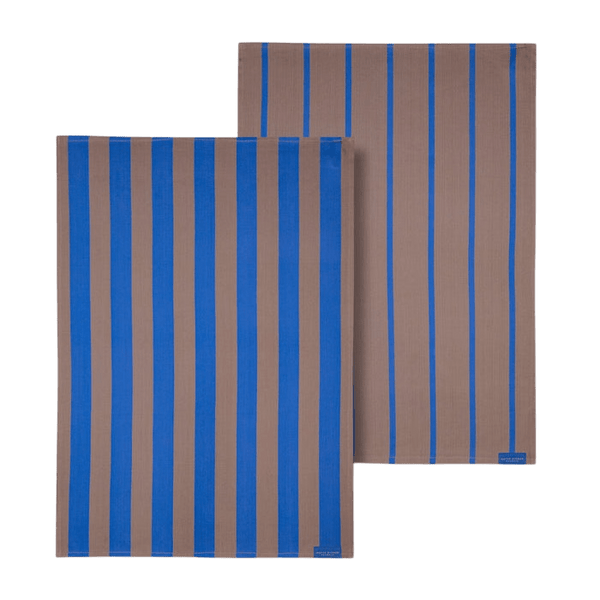 STRIPES tea towel blue-brown-wide stripe