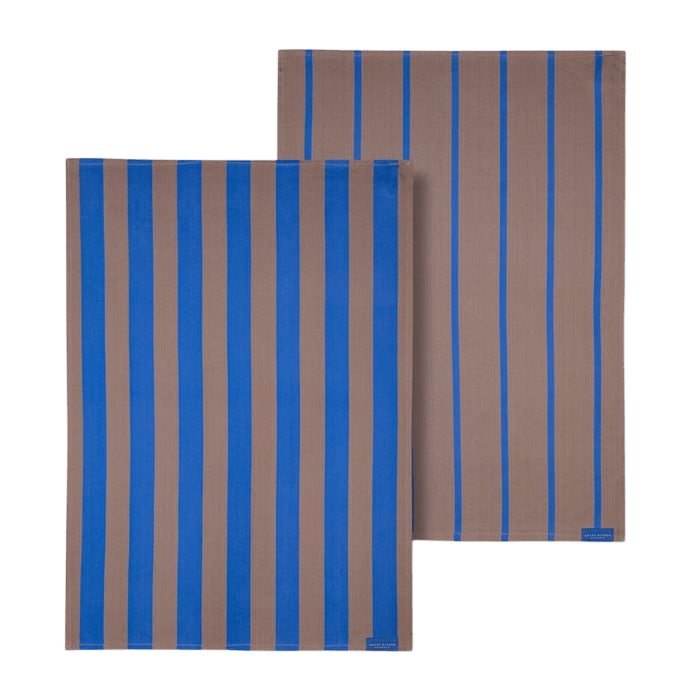 STRIPES tea towel blue-brown-wide stripe