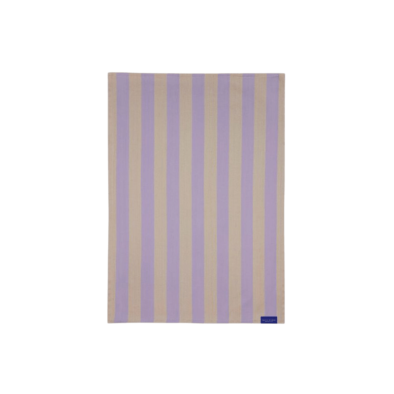 STRIPES tea towel lila-sand -wide stripe