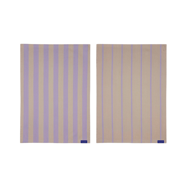 STRIPES tea towel lila-sand -wide stripe