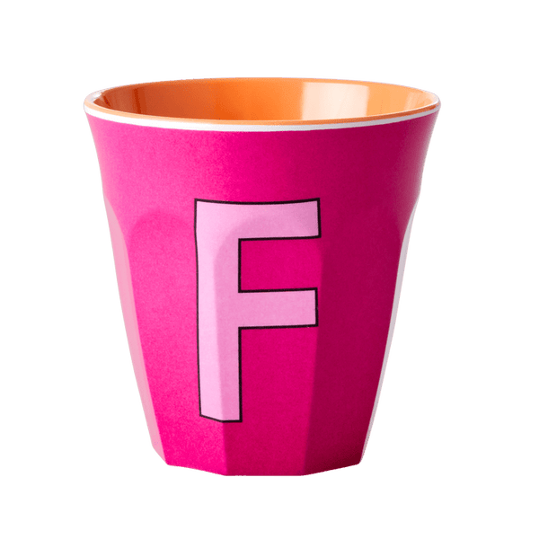 Melamine Cup with the Letter F - Fuchsia - Medium - 250 ml