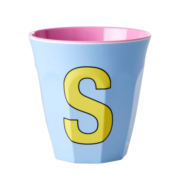 Melamine Cup with the Letter S - Soft Blue - Medium - 250 ml