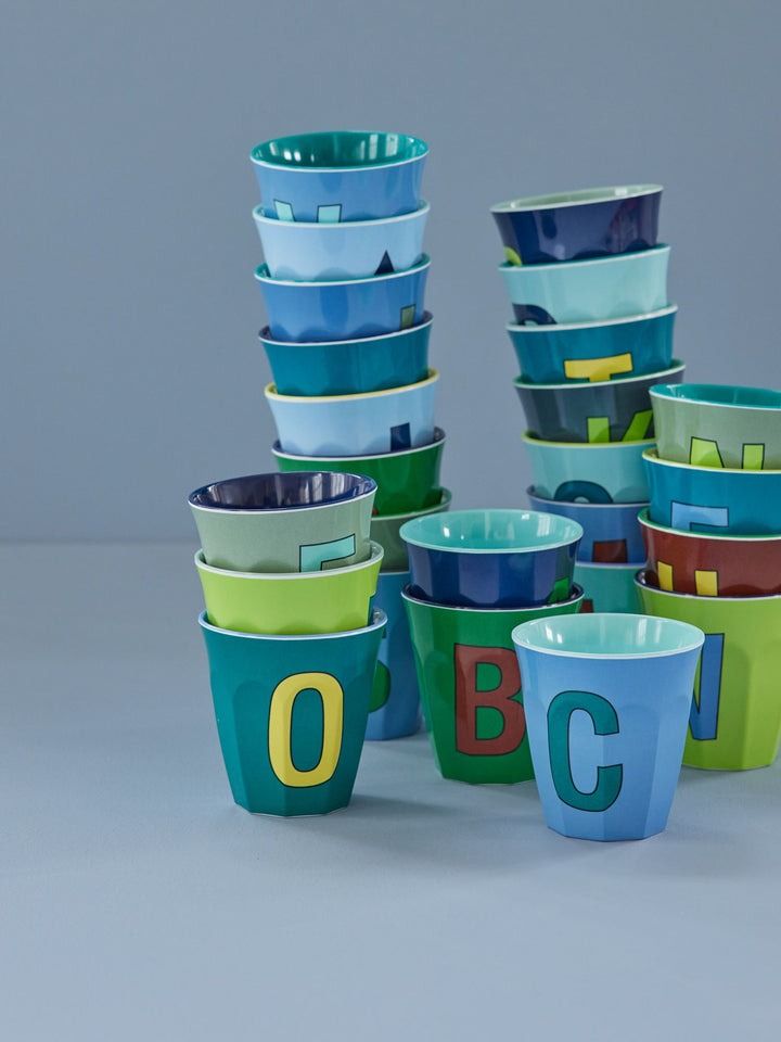 Melamine Cup with the Letter T - Emerald - Medium - 250 ml