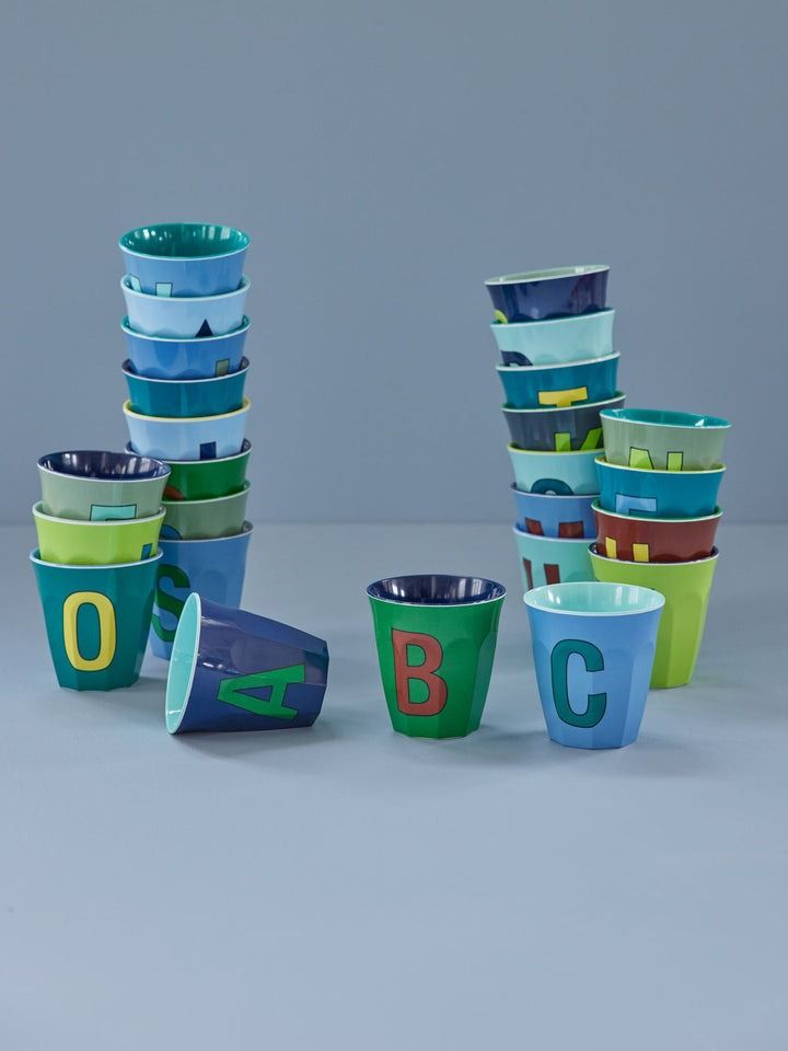 Melamine Cup with the Letter J - Soft Blue - Medium - 250 ml
