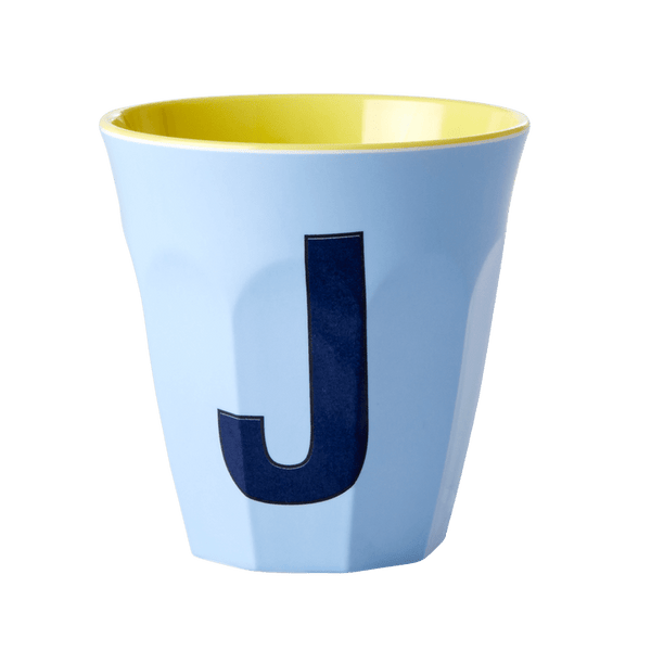 Melamine Cup with the Letter J - Soft Blue - Medium - 250 ml