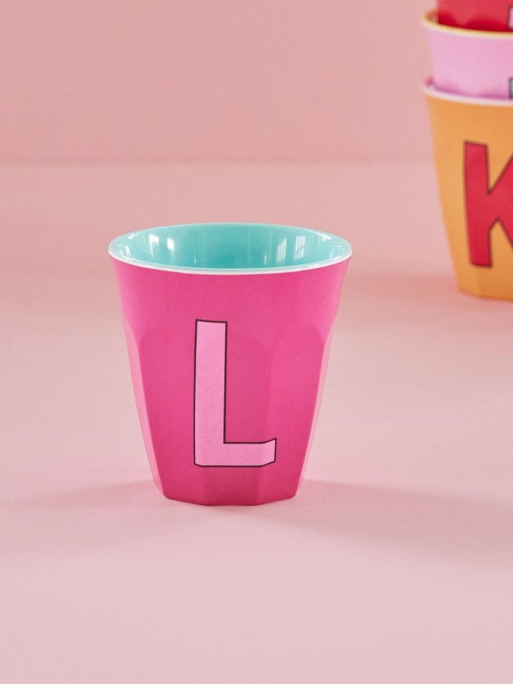 Melamine Cup with the Letter L - Fuchsia - Medium - 250 ml