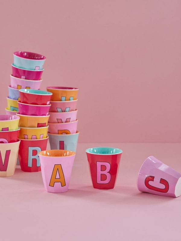 Melamine Cup with the Letter L - Fuchsia - Medium - 250 ml