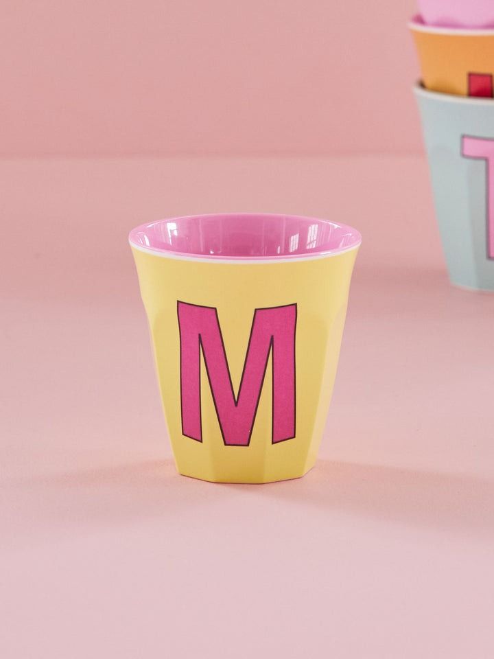 Melamine Cup with the Letter M - Yellow - Medium - 250 ml