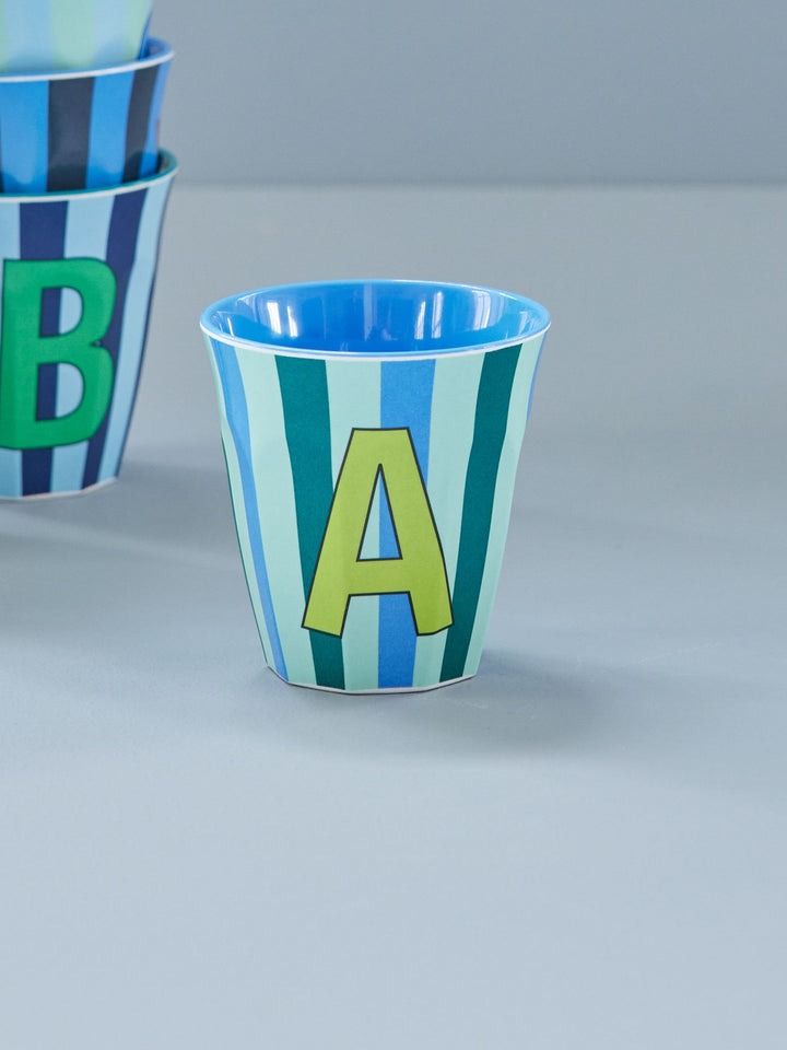 Melamine Cup with the Letter A - Stripes - Medium - 250 ml
