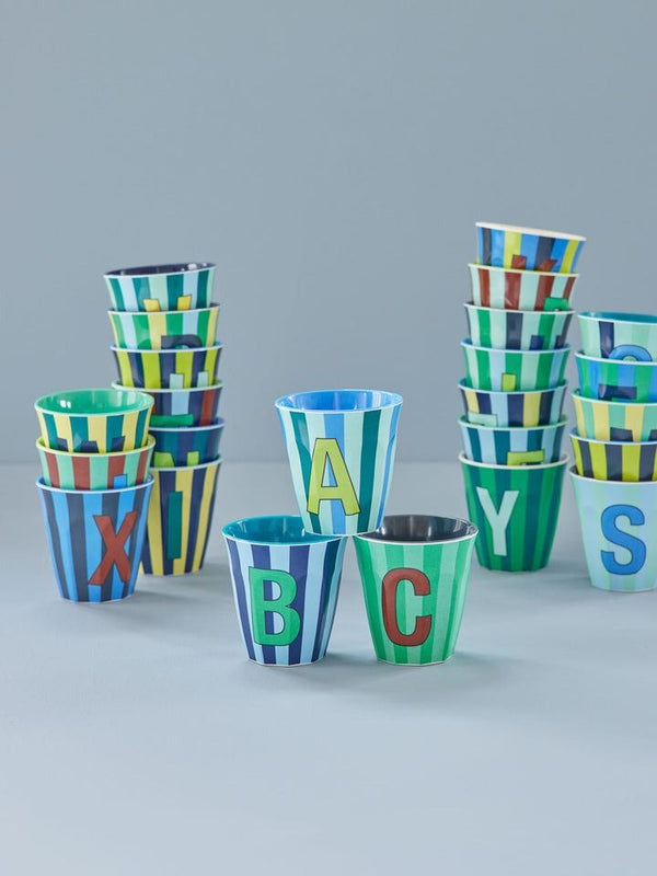 Melamine Cup with the Letter A - Stripes - Medium - 250 ml