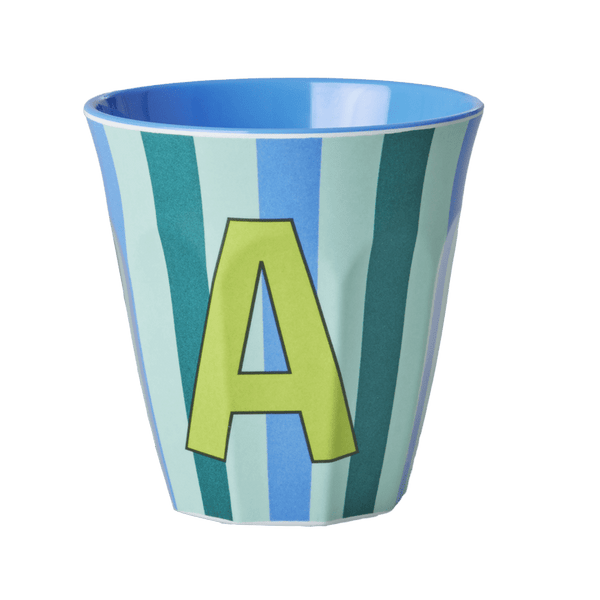Melamine Cup with the Letter A - Stripes - Medium - 250 ml