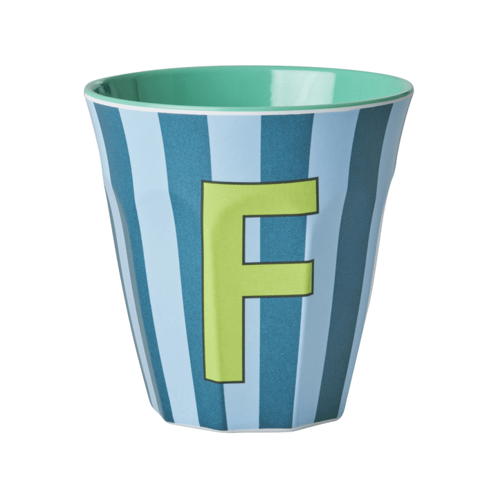 Melamine Cup with the Letter F - Stripes - Medium - 250 ml
