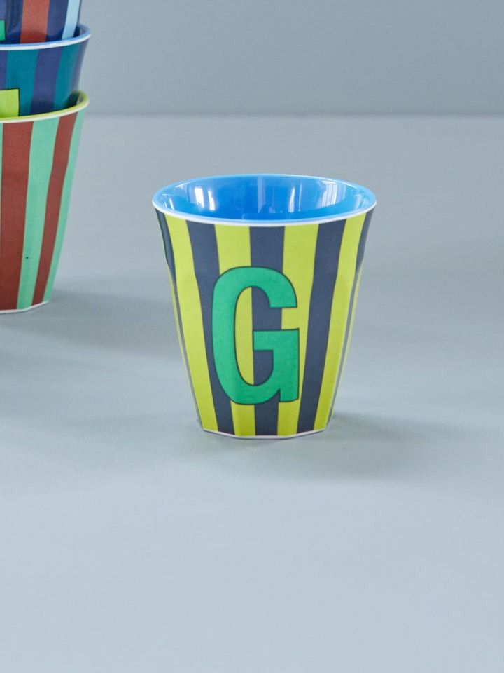Melamine Cup with the Letter G - Stripes - Medium - 250 ml