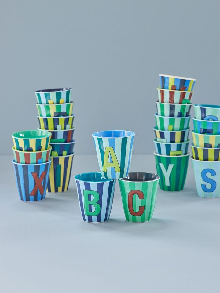 Melamine Cup with the Letter J - Stripes - Medium - 250 ml