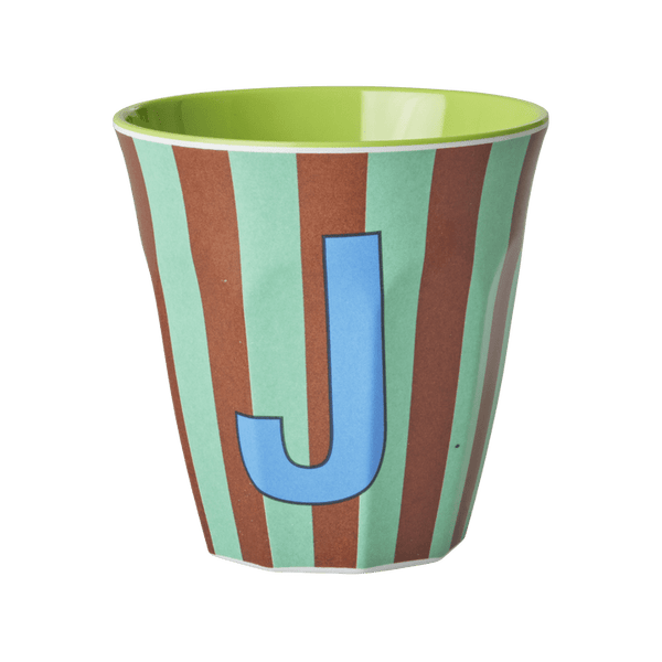 Melamine Cup with the Letter J - Stripes - Medium - 250 ml