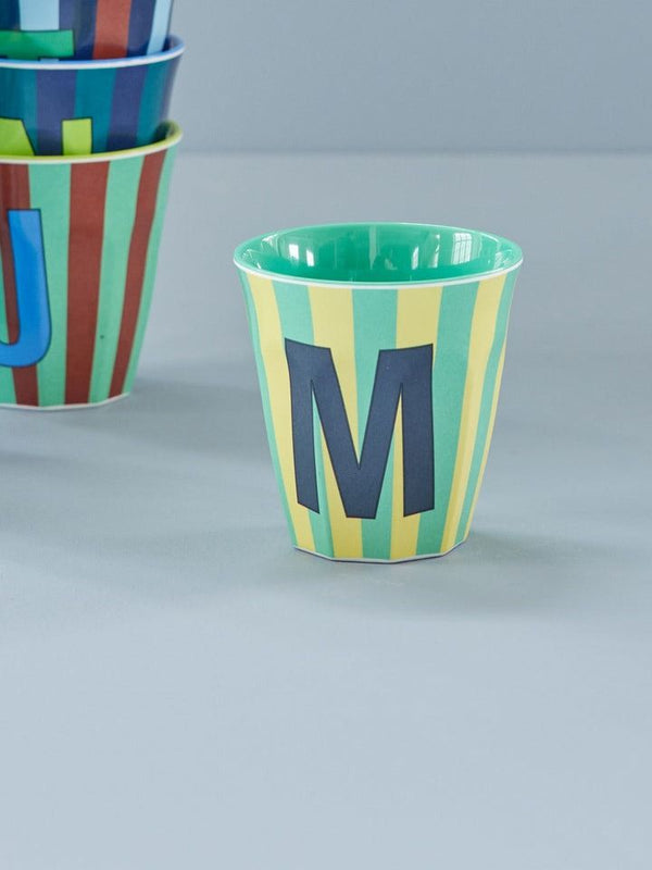 Melamine Cup with the Letter M - Stripes - Medium - 250 ml