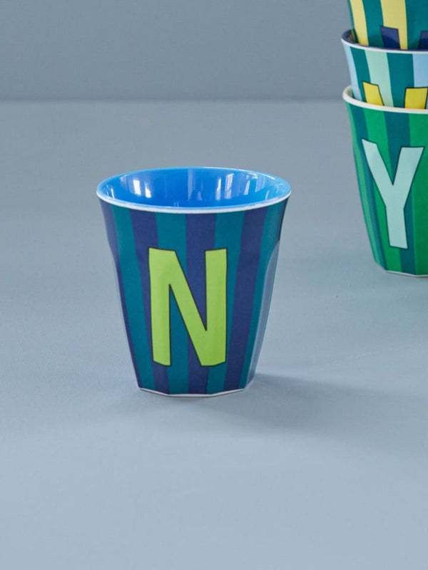 Melamine Cup with the Letter N - Stripes - Medium - 250 ml