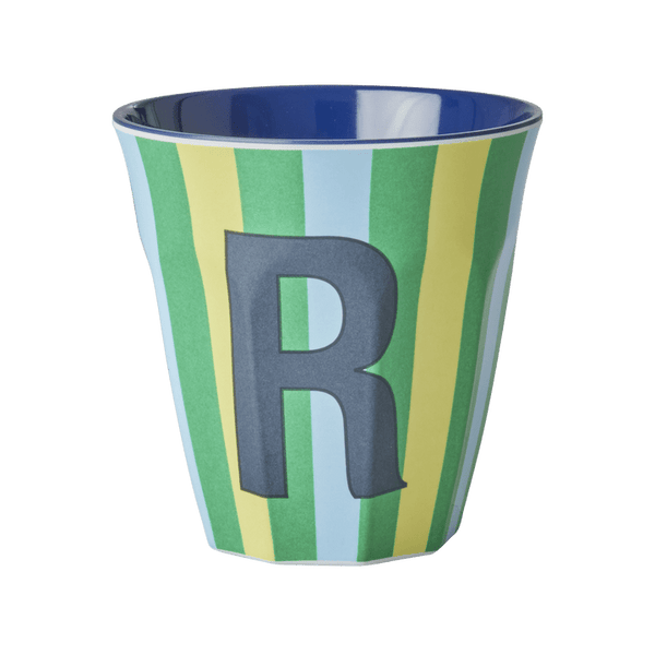 Melamine Cup with the Letter R - Stripes - Medium - 250 ml