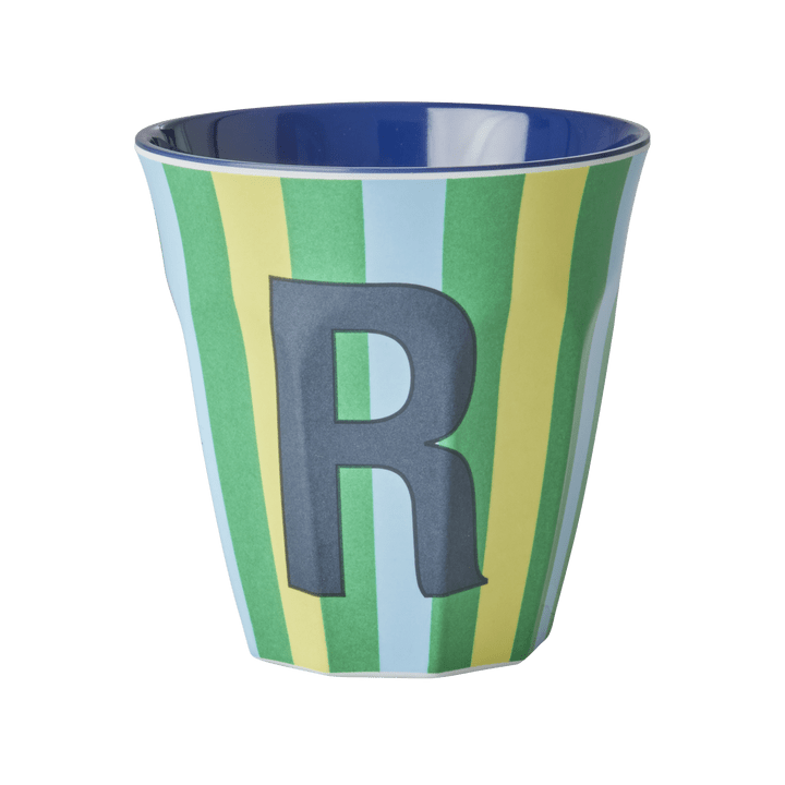 Melamine Cup with the Letter R - Stripes - Medium - 250 ml