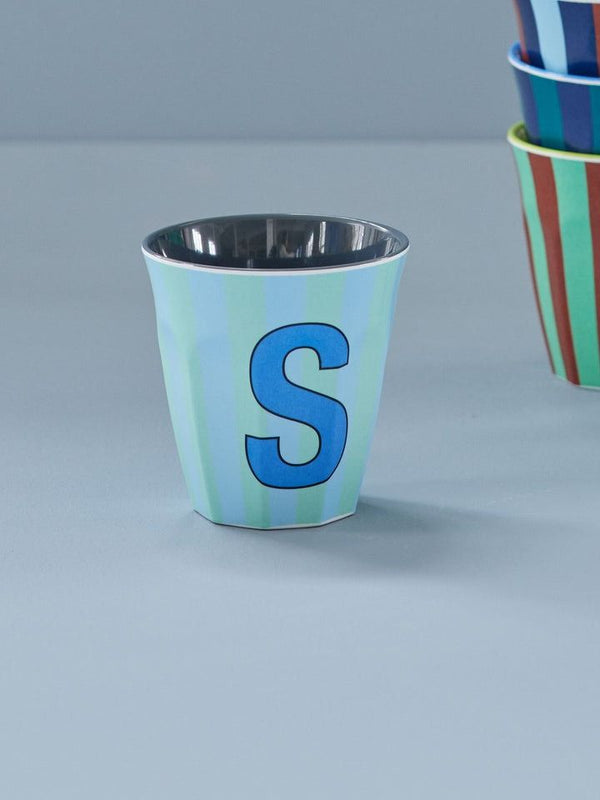 Melamine Cup with the Letter S - Stripes - Medium - 250 ml