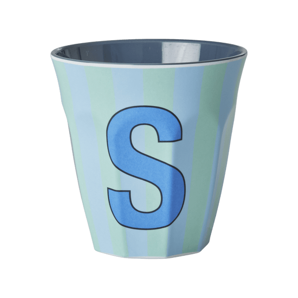 Melamine Cup with the Letter S - Stripes - Medium - 250 ml