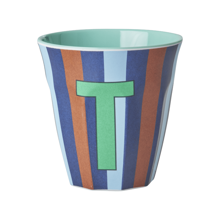 Melamine Cup with the Letter T - Stripes - Medium - 250 ml
