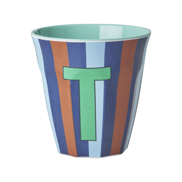 Melamine Cup with the Letter T - Stripes - Medium - 250 ml