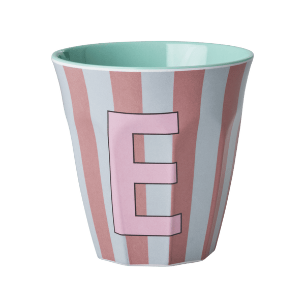 Melamine Cup with the Letter E - Stripes - Medium - 250 ml