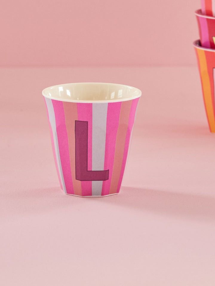 Melamine Cup with the Letter L - Stripes - Medium - 250 ml