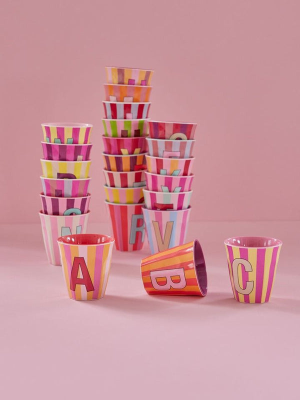 Melamine Cup with the Letter L - Stripes - Medium - 250 ml