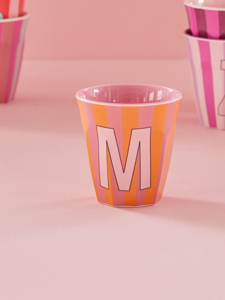 Melamine Cup with the Letter M - Stripes - Medium - 250 ml