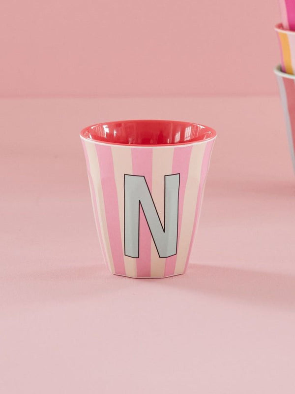Melamine Cup with the Letter N - Stripes - Medium - 250 ml