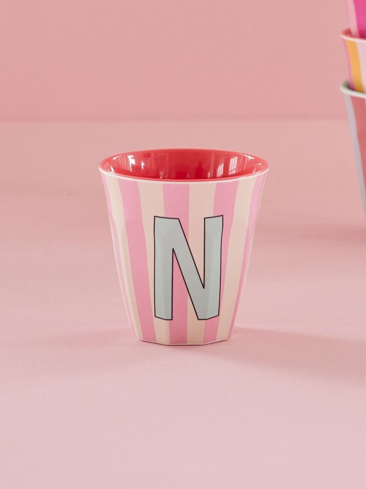Melamine Cup with the Letter N - Stripes - Medium - 250 ml