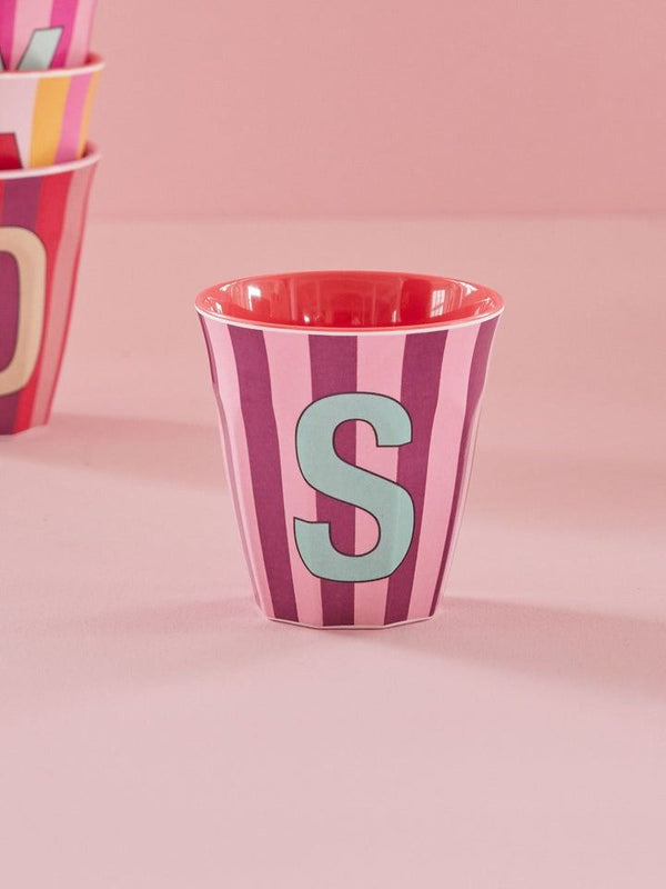 Melamine Cup with the Letter S - Stripes - Medium - 250 ml