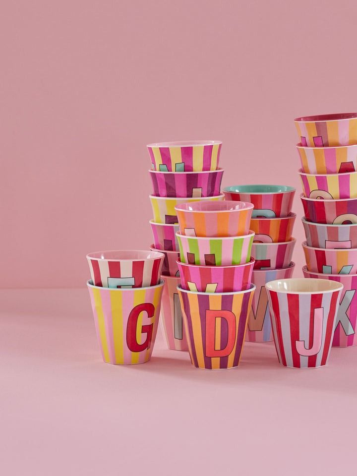 Melamine Cup with the Letter S - Stripes - Medium - 250 ml