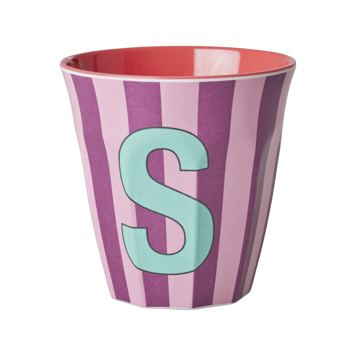 Melamine Cup with the Letter S - Stripes - Medium - 250 ml