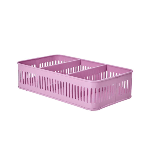 Metal Tray with 3 Rooms in Pink - Perfect Fit for Teaspoons