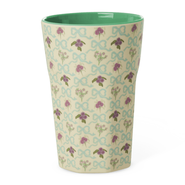 Melamine Cup with Bow and Bouquet Print- Tall - 400 ml