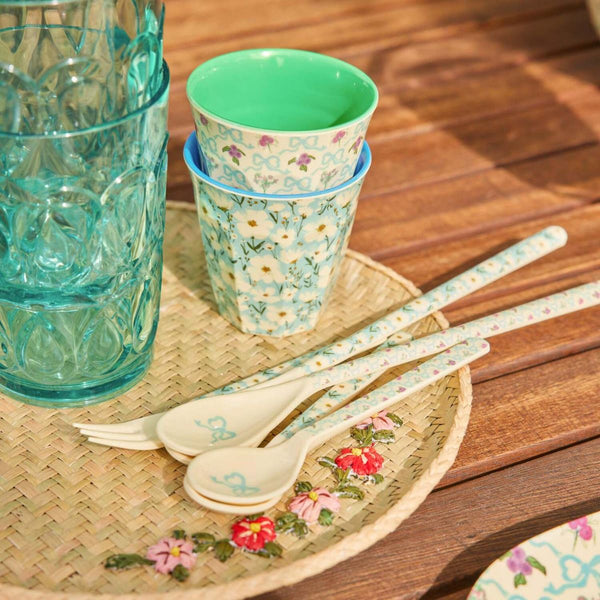 Melamine Cup with Bow and Bouquet Print - Medium - 250 ml